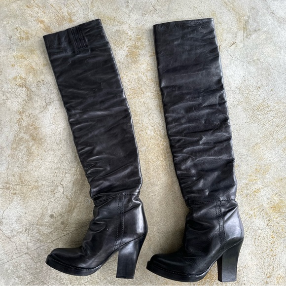 Haider Ackermann Fall/Winter 2009 Black Leather Over The Knee Boots Size 36 - Picture 9 of 17